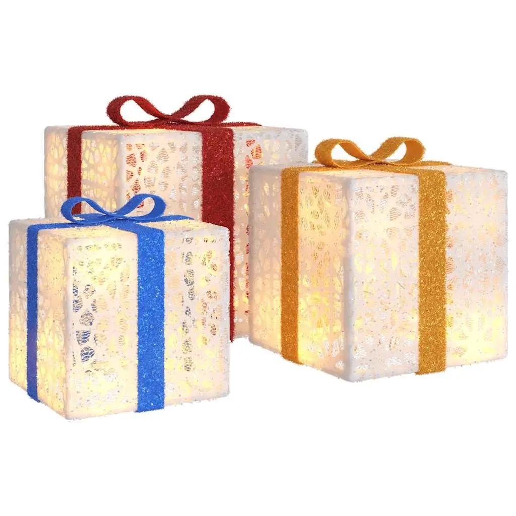 Christmas Boxes Set of 3 Warm White LED Lighted Holiday Decoration for Home and Parties