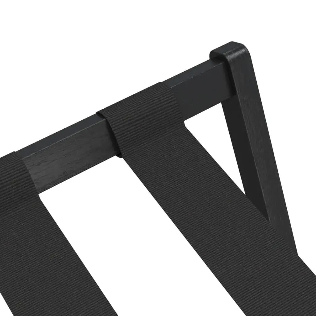 Luggage Rack Bamboo Black Foldable Storage Stand Two Shelf Suitcase Holder