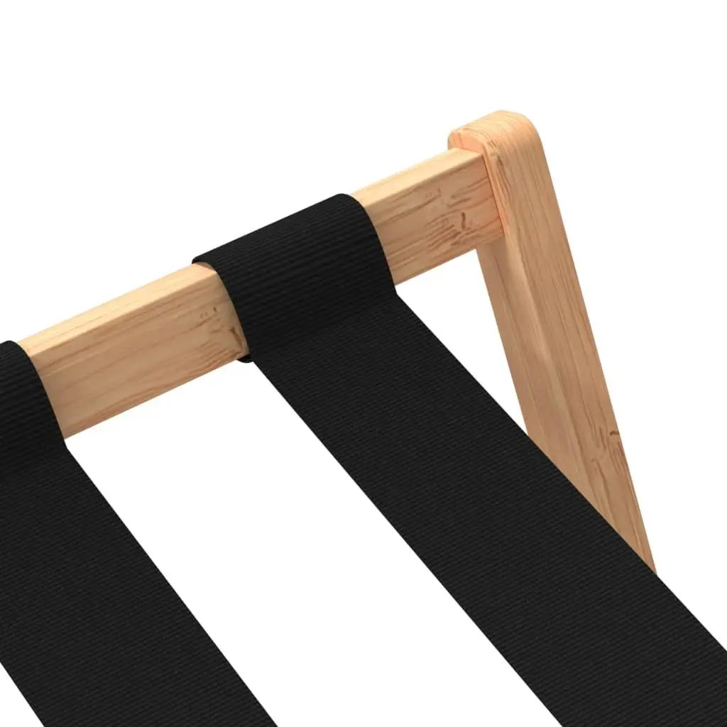 Luggage Rack Bamboo Brown Foldable Suitcase Stand Storage Holder with Straps