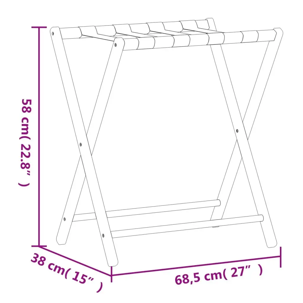 Luggage Rack Foldable Suitcase Stand Black Bamboo Bedroom 68.5 x 38 x 58 cm