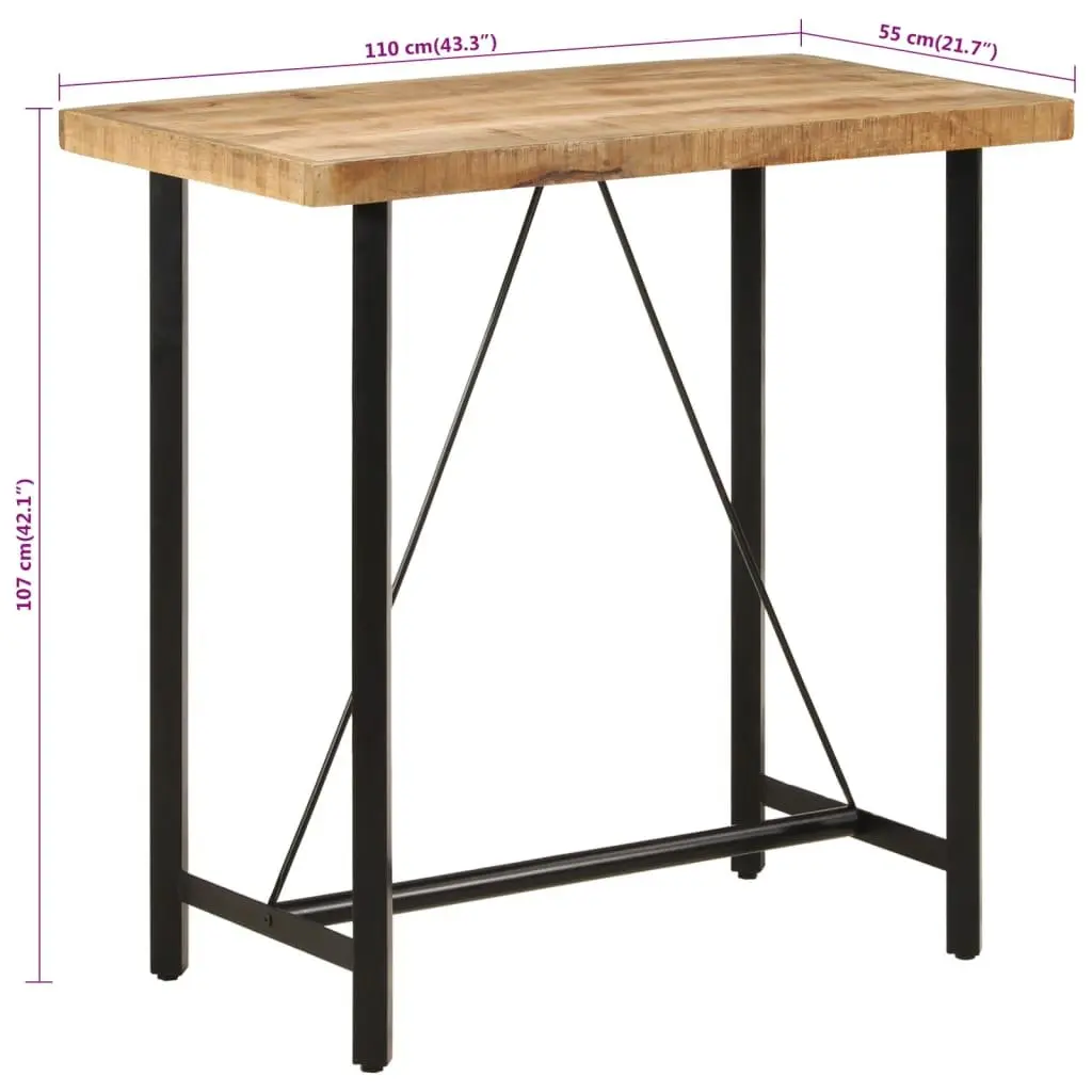 Bar Table 110x55x107 cm Solid Wood Mango Iron Frame Kitchen Dining Bistro