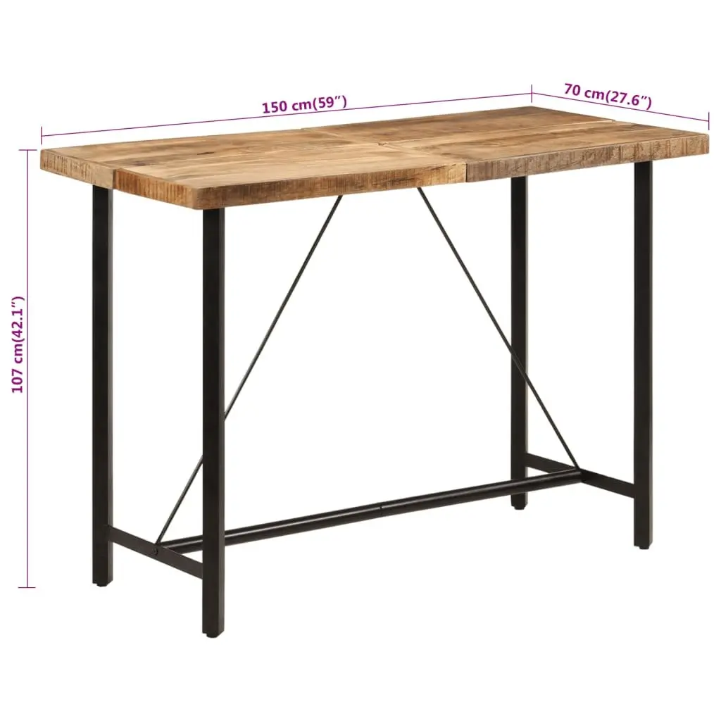 Bar Table 150x70x107 cm Solid Mango Wood Iron Frame Kitchen Dining Bistro
