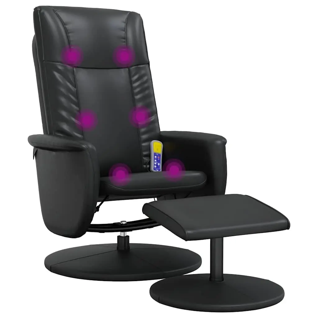 Massage Recliner Chair with Footstool 360 Degree Swivel Vibration Armchair Black