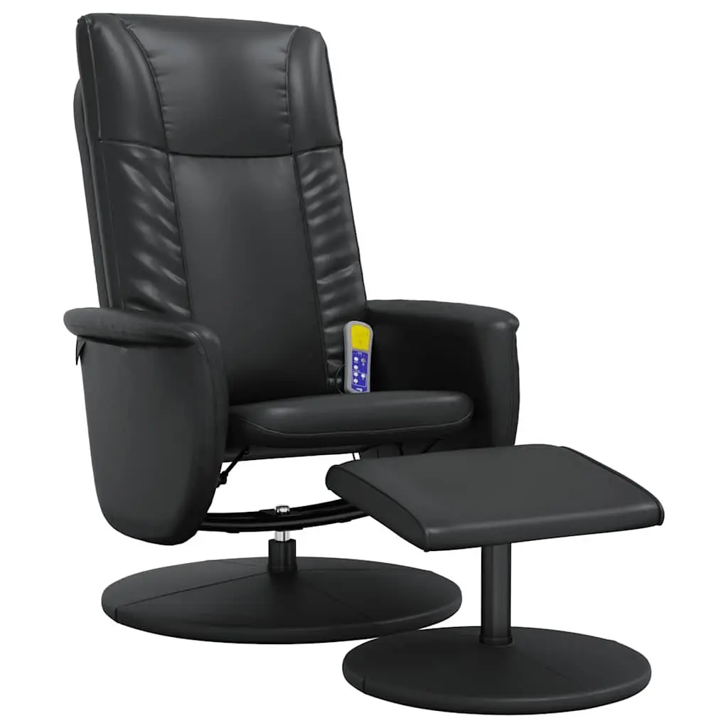Massage Recliner Chair with Footstool 360 Degree Swivel Vibration Armchair Black