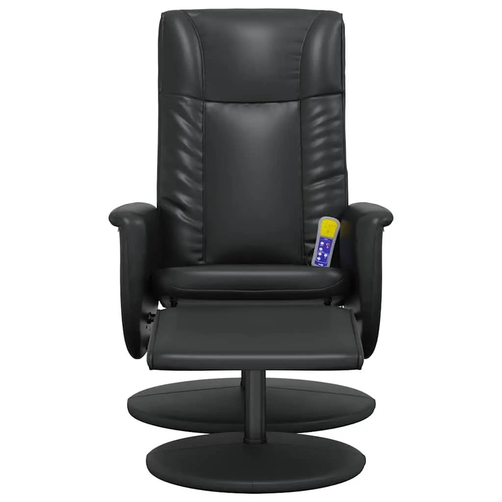 Massage Recliner Chair with Footstool 360 Degree Swivel Vibration Armchair Black