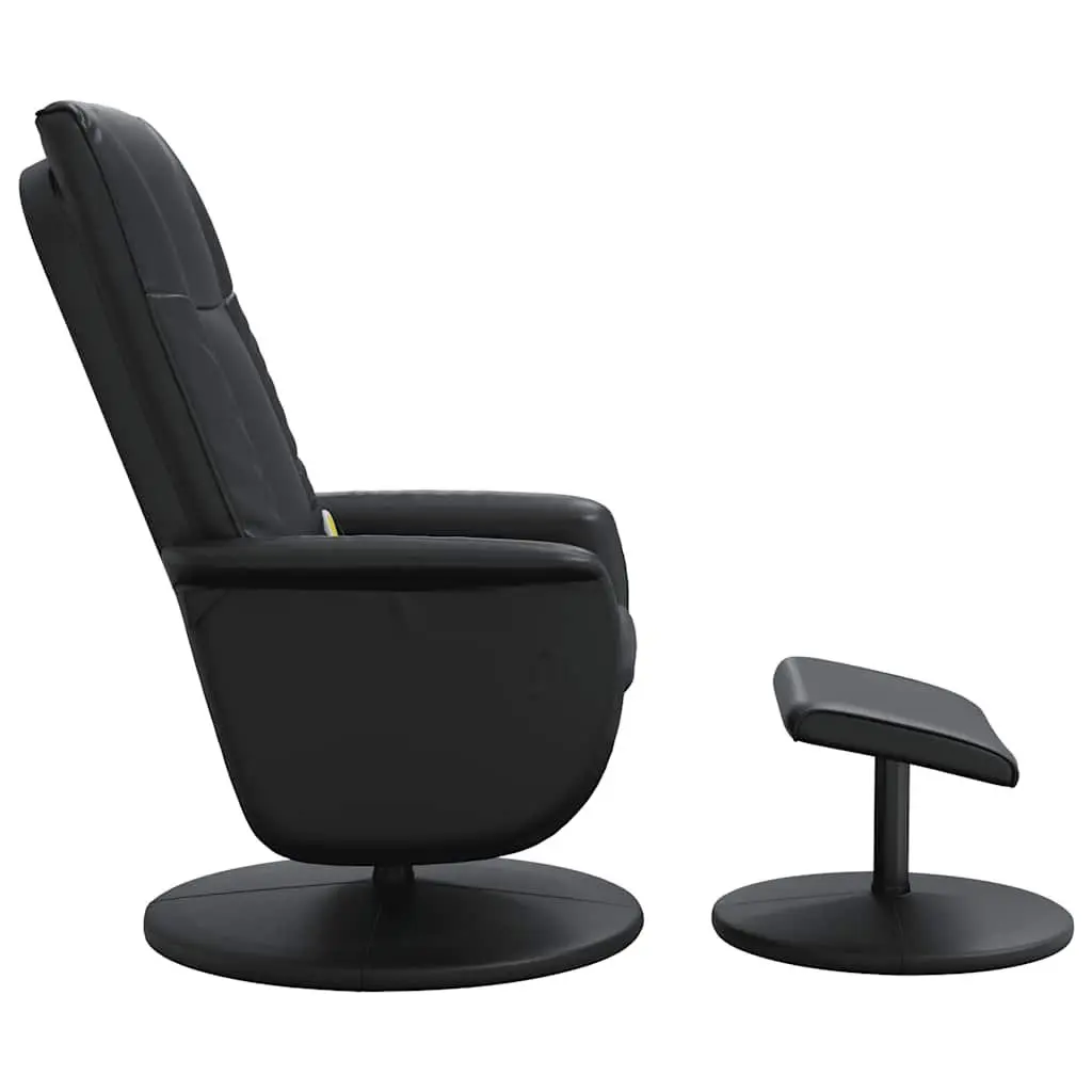 Massage Recliner Chair with Footstool 360 Degree Swivel Vibration Armchair Black