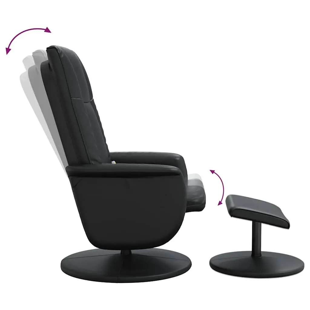 Massage Recliner Chair with Footstool 360 Degree Swivel Vibration Armchair Black