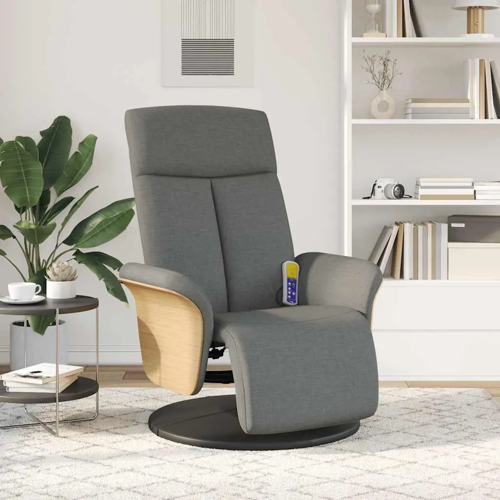 Massage Recliner Chair Adjustable Backrest Footrest Swivel Grey Armchair