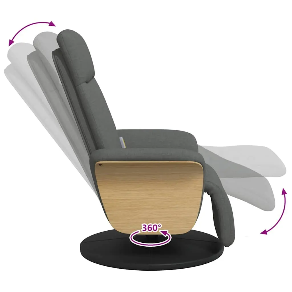 Massage Recliner Chair Adjustable Backrest Footrest Swivel Grey Armchair