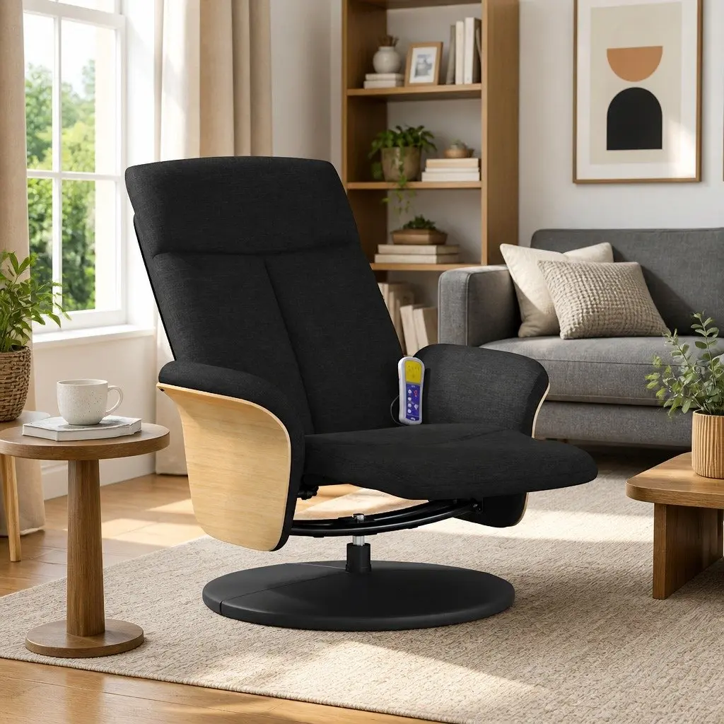 Black Massage Recliner Chair with Footrest