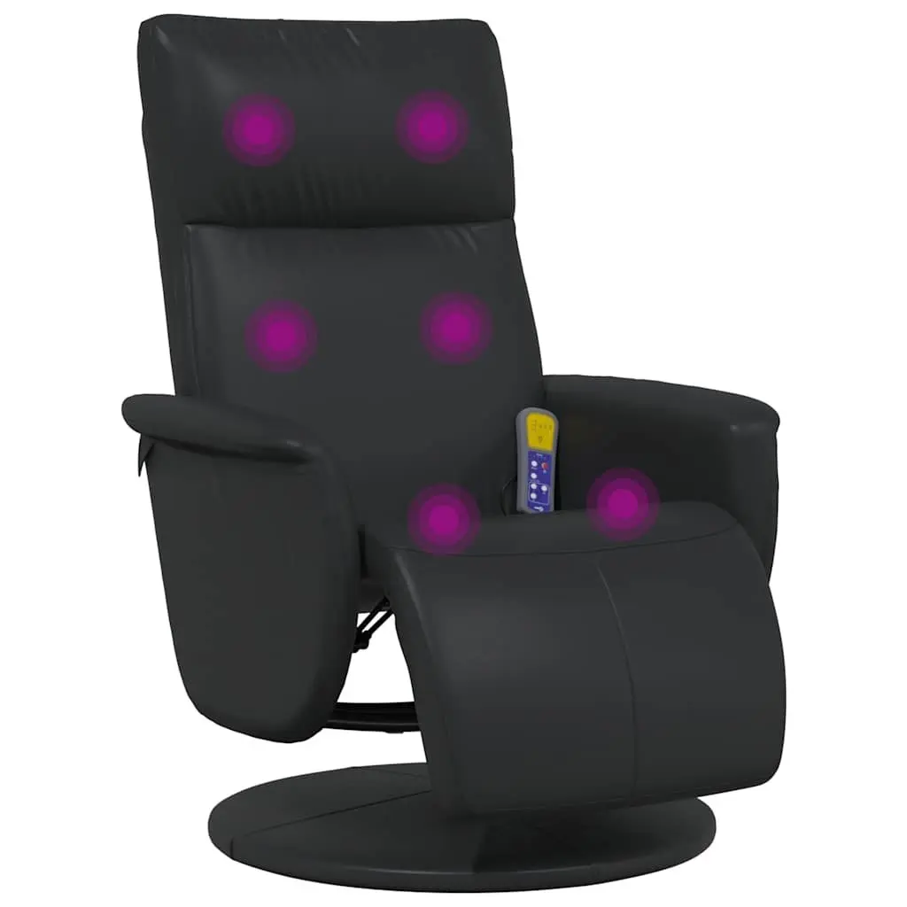 Massage Recliner Chair for Living Room Black Faux Leather 360 Degree Swivel