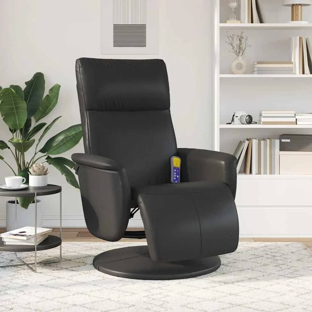 Massage Recliner Chair for Living Room Black Faux Leather 360 Degree Swivel