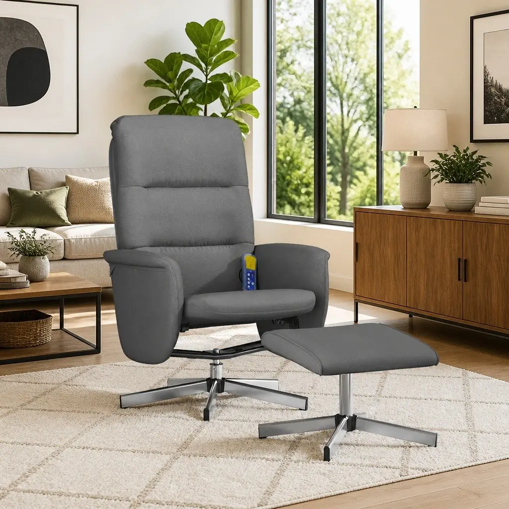 Grey Fabric Recliner Chair with Massage