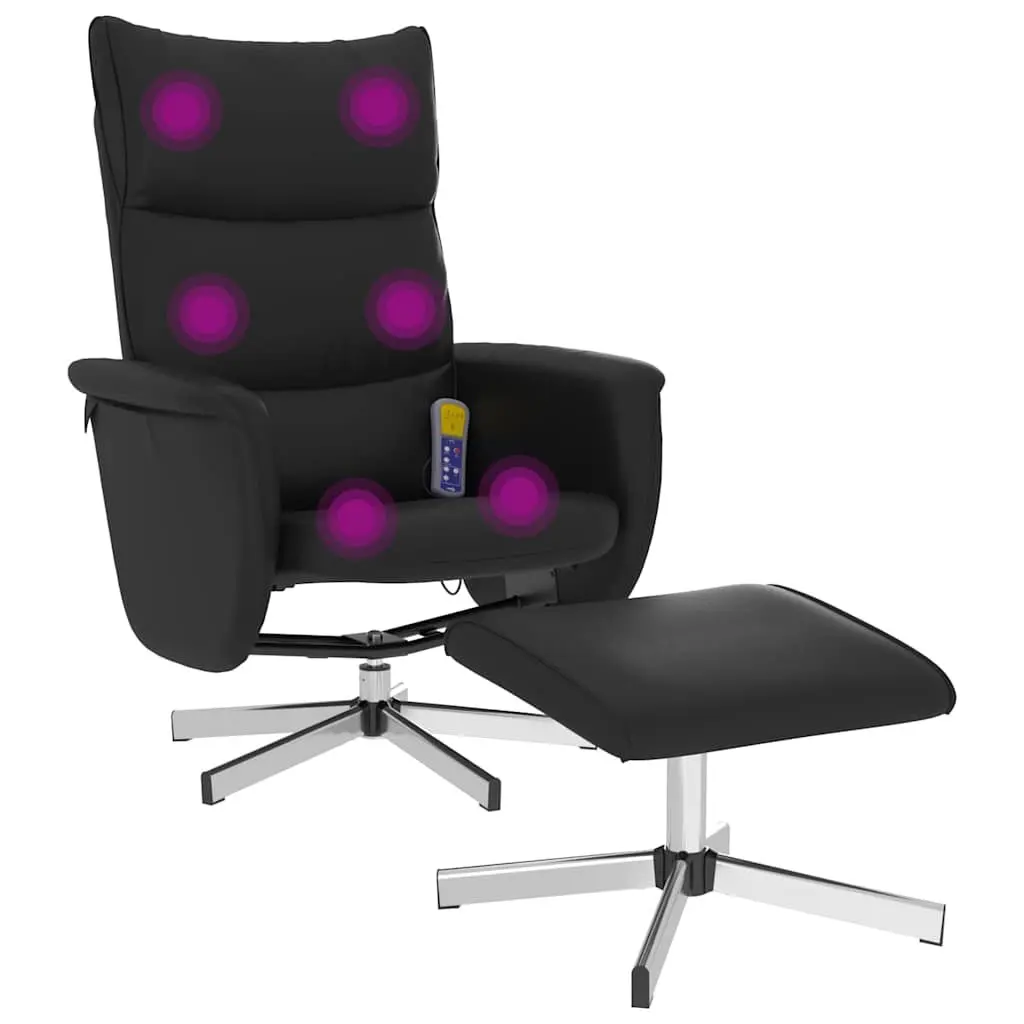 Massage Recliner Chair for Home Faux Leather 360 Degree Swivel with Footstool
