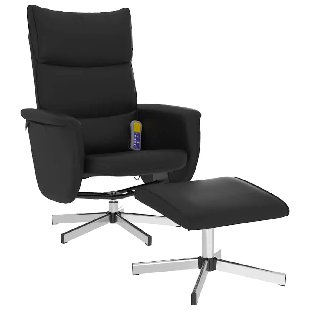 Massage Recliner Chair for Home Faux Leather 360 Degree Swivel with Footstool