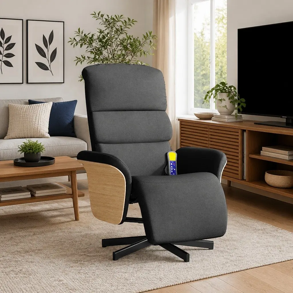 Massage Recliner Chair for Living Room Grey 360 Swivel