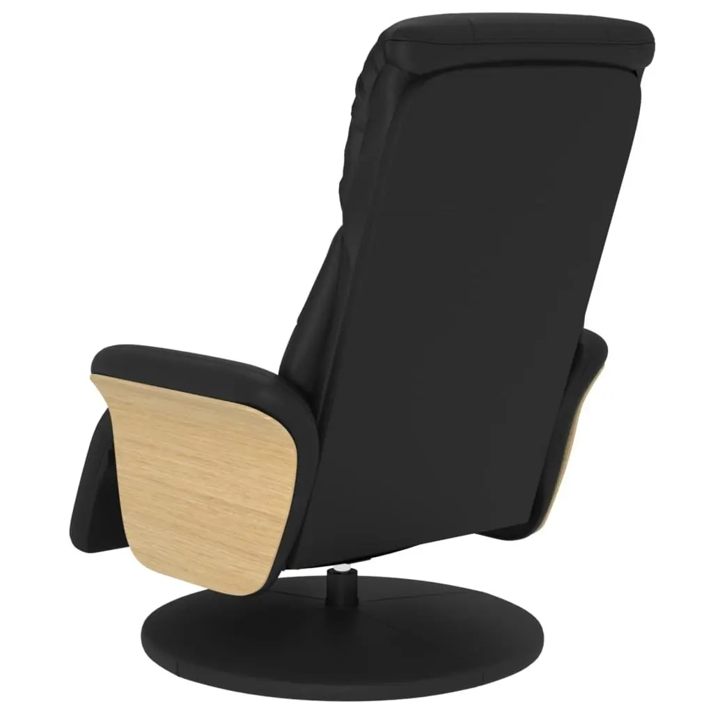 Recliner Chair with Footrest Manual Adjustment Swivel Armchair Black Faux