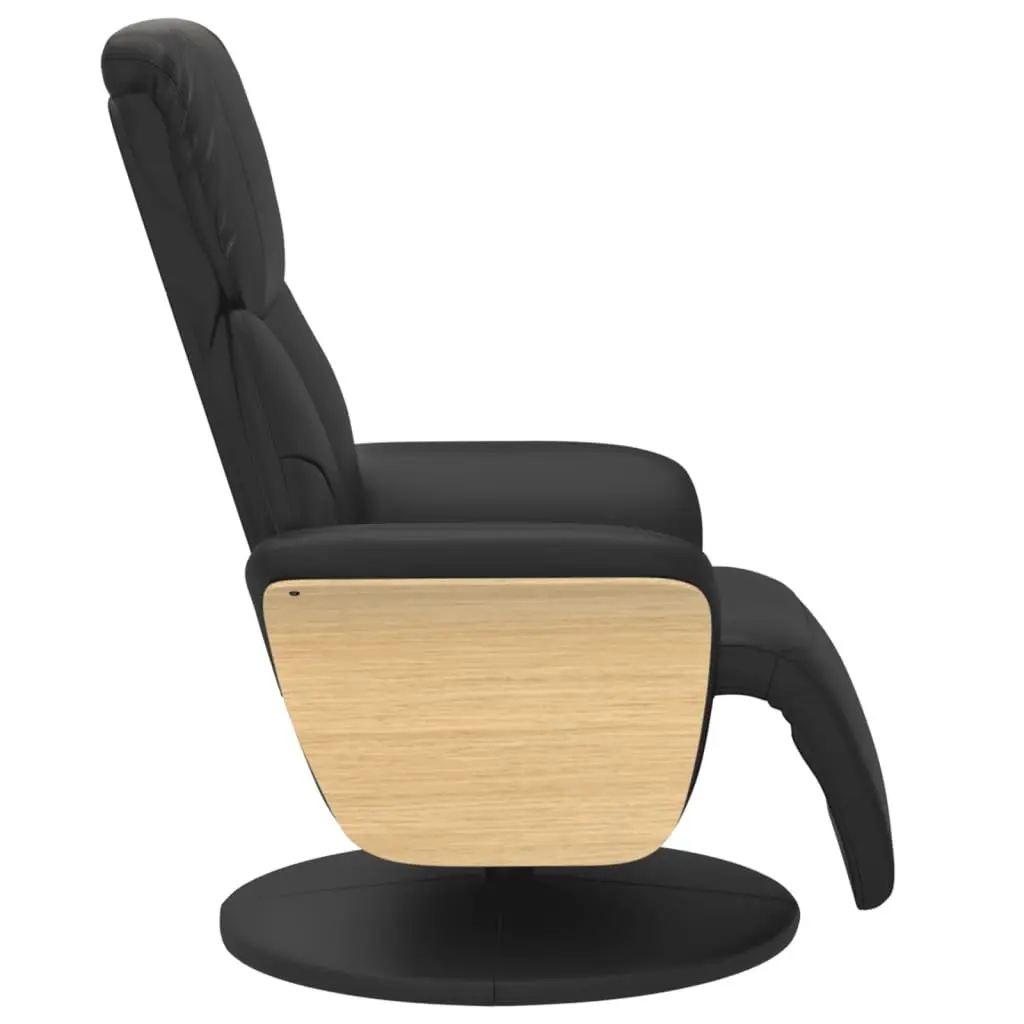 Recliner Chair with Footrest Manual Adjustment Swivel Armchair Black Faux