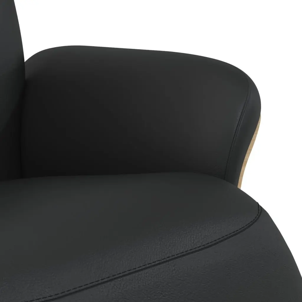 Recliner Chair with Footrest Manual Adjustment Swivel Armchair Black Faux