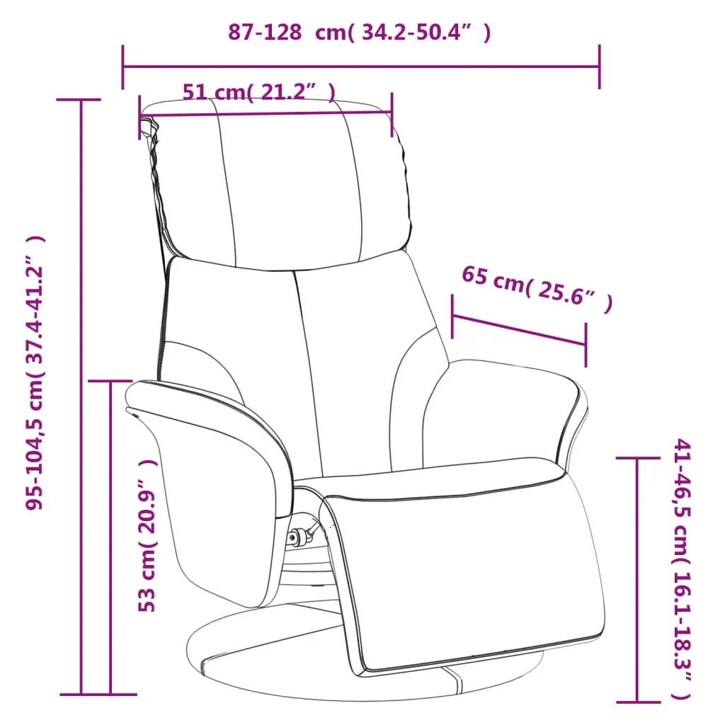 Recliner Chair with Footrest Manual Adjustment Swivel Armchair Black Faux