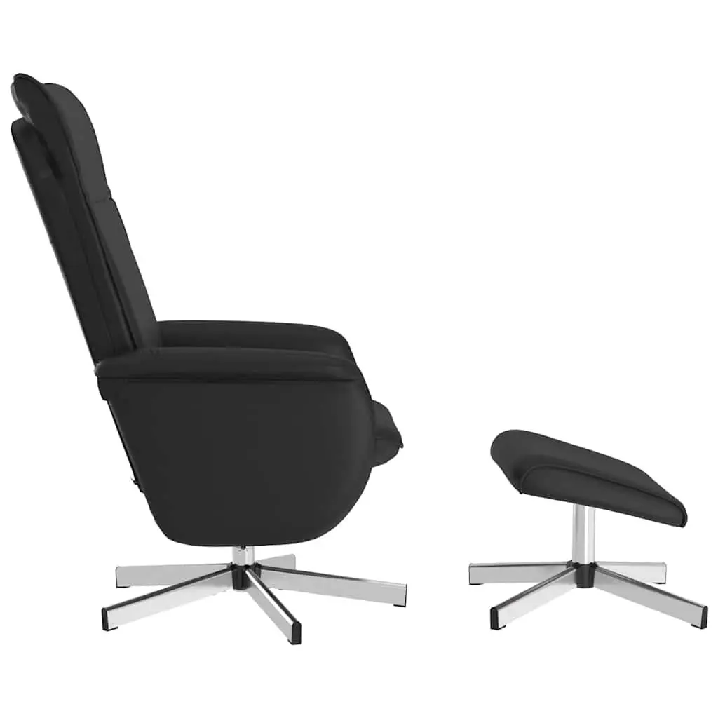 Massage Recliner Chair with Footstool Swivel Armchair Faux Leather Black