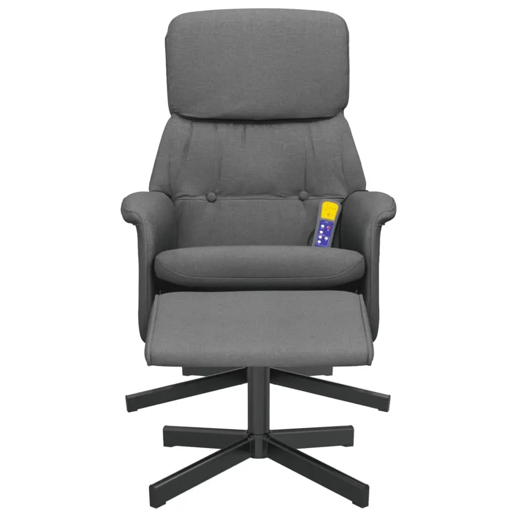 Massage Recliner Chair with Footstool for Living Room Dark Grey Fabric 6 Point Vibration Swivel