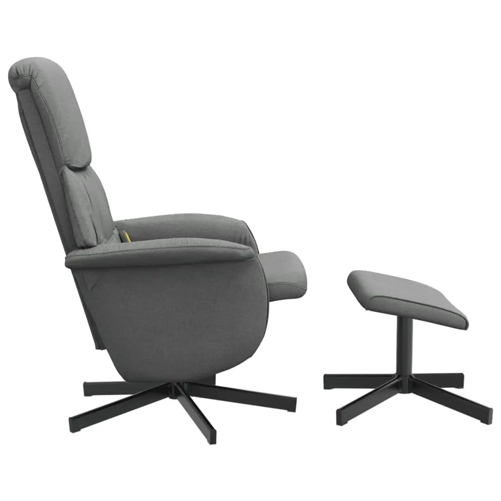 Massage Recliner Chair with Footstool for Living Room Dark Grey Fabric 6 Point Vibration Swivel