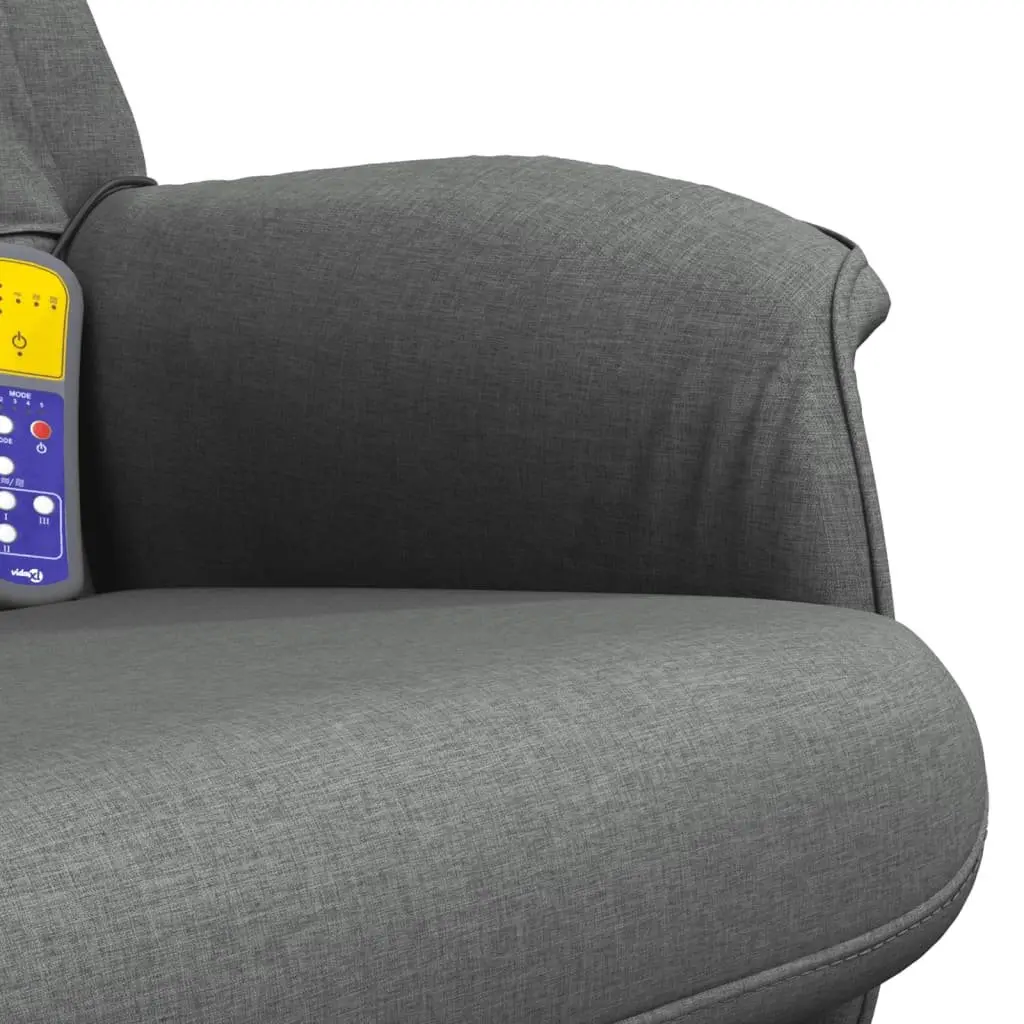 Massage Recliner Chair with Footstool for Living Room Dark Grey Fabric 6 Point Vibration Swivel