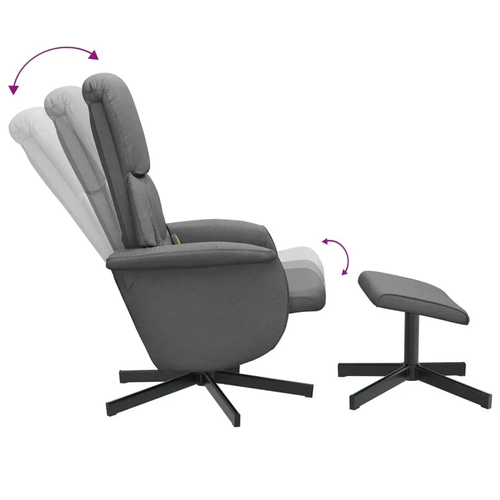 Massage Recliner Chair with Footstool for Living Room Dark Grey Fabric 6 Point Vibration Swivel