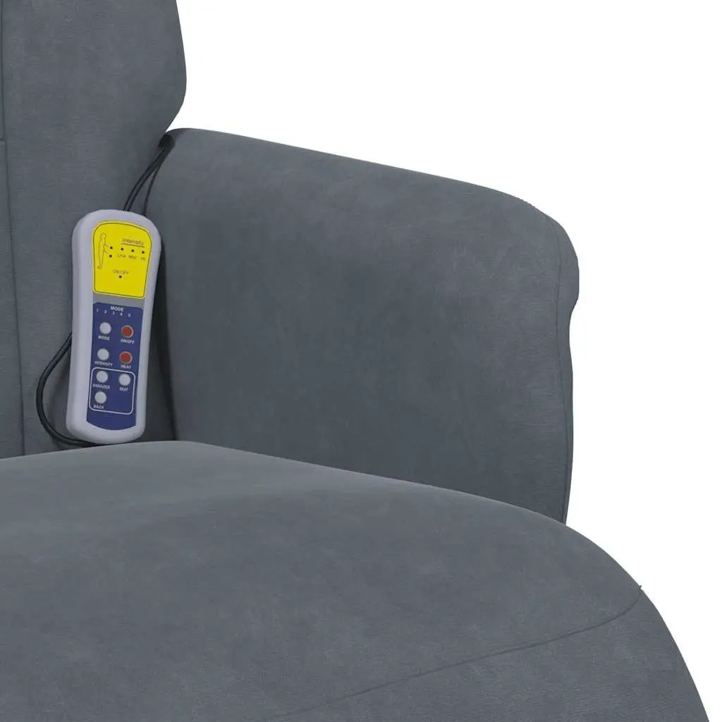Massage Recliner Chair for Home Adjustable Grey Velvet