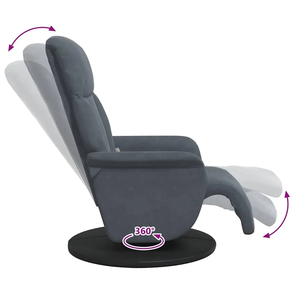 Massage Recliner Chair for Home Adjustable Grey Velvet