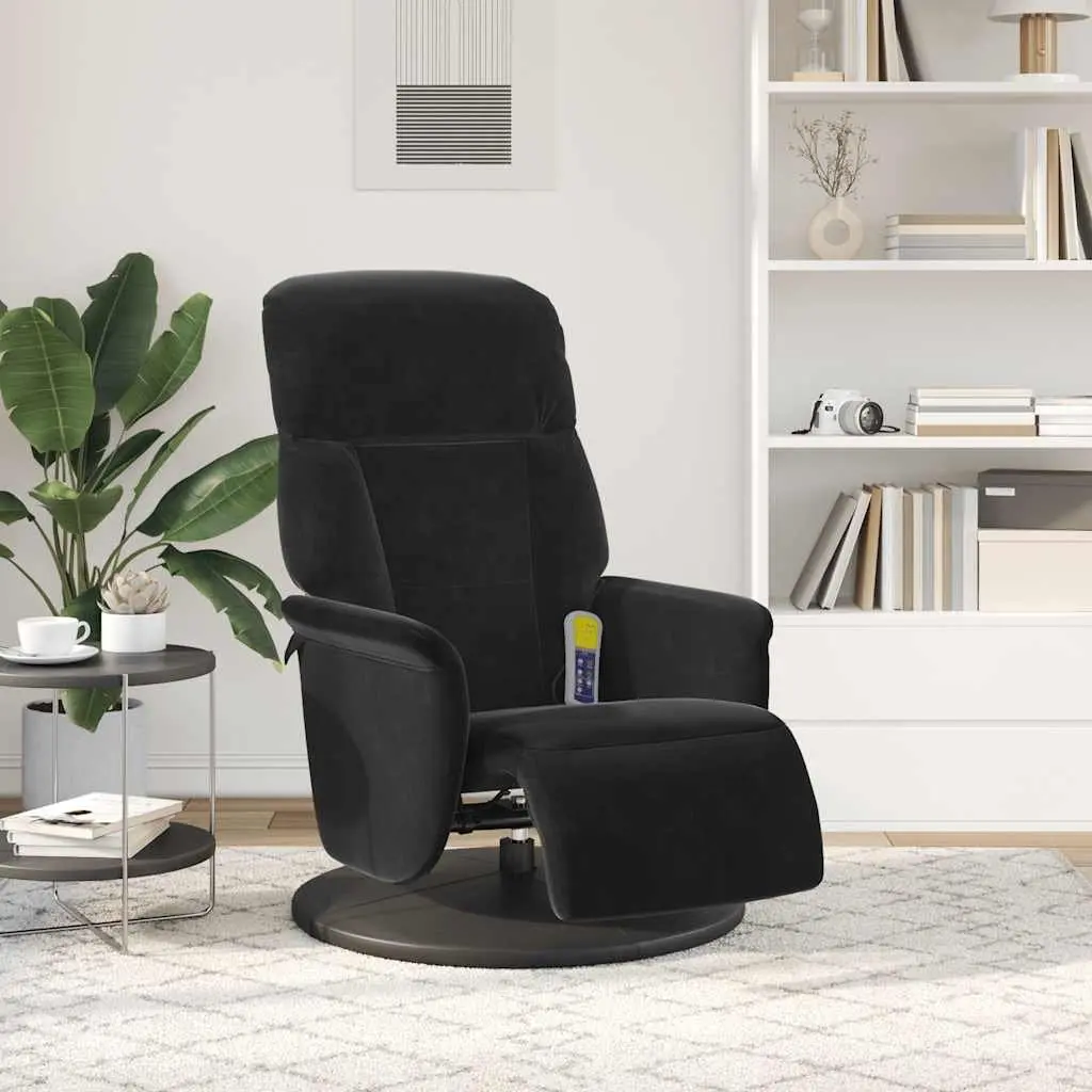 Massage Recliner Chair for Living Room 360 Swivel Adjustable Backrest Black Velvet