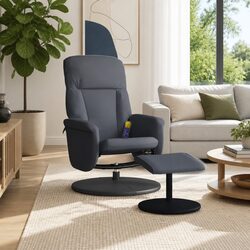 Massage Recliner Chair with 360 Swivel - Dark Grey Velvet
