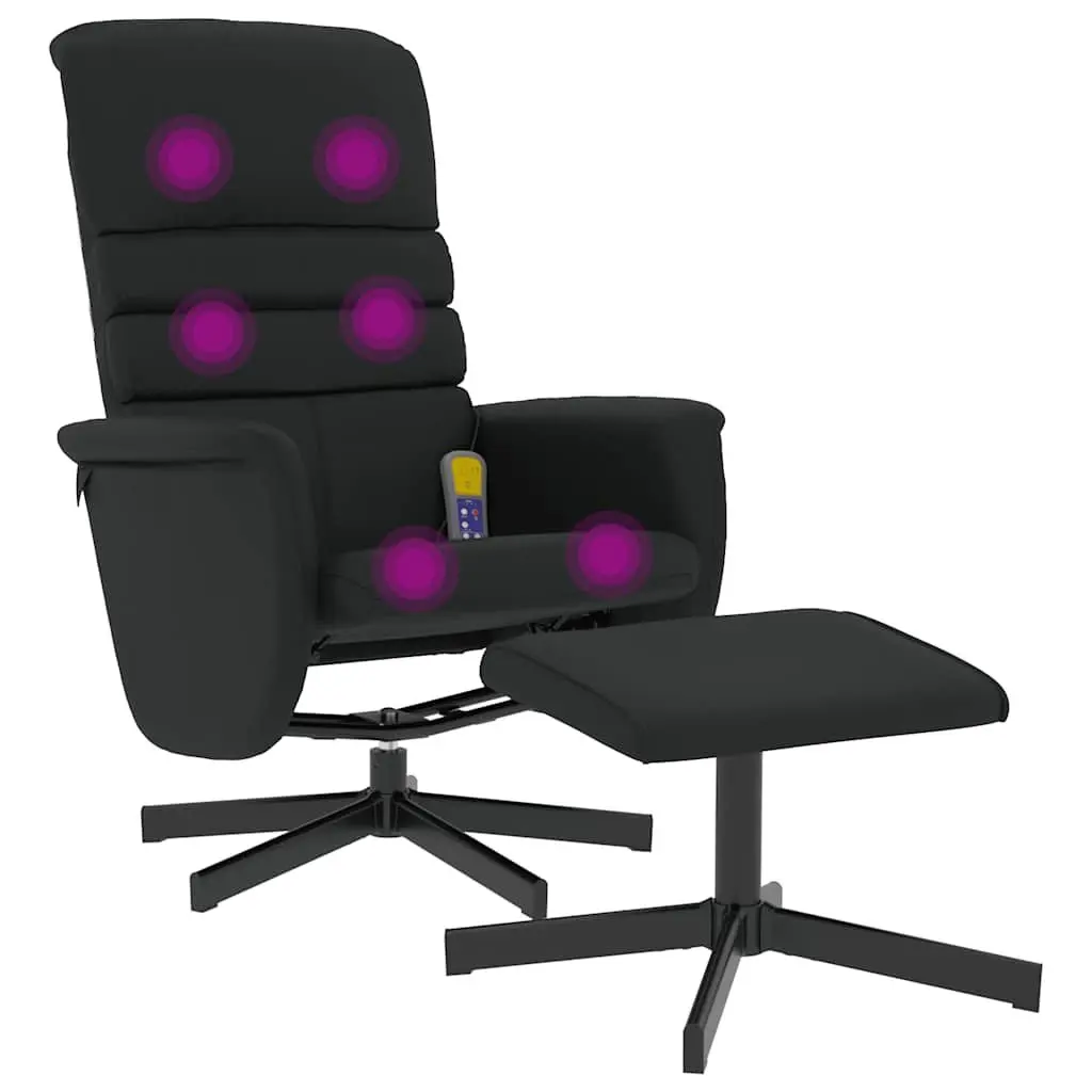 Massage Recliner Chair for Living Room Black Faux Leather with Footstool