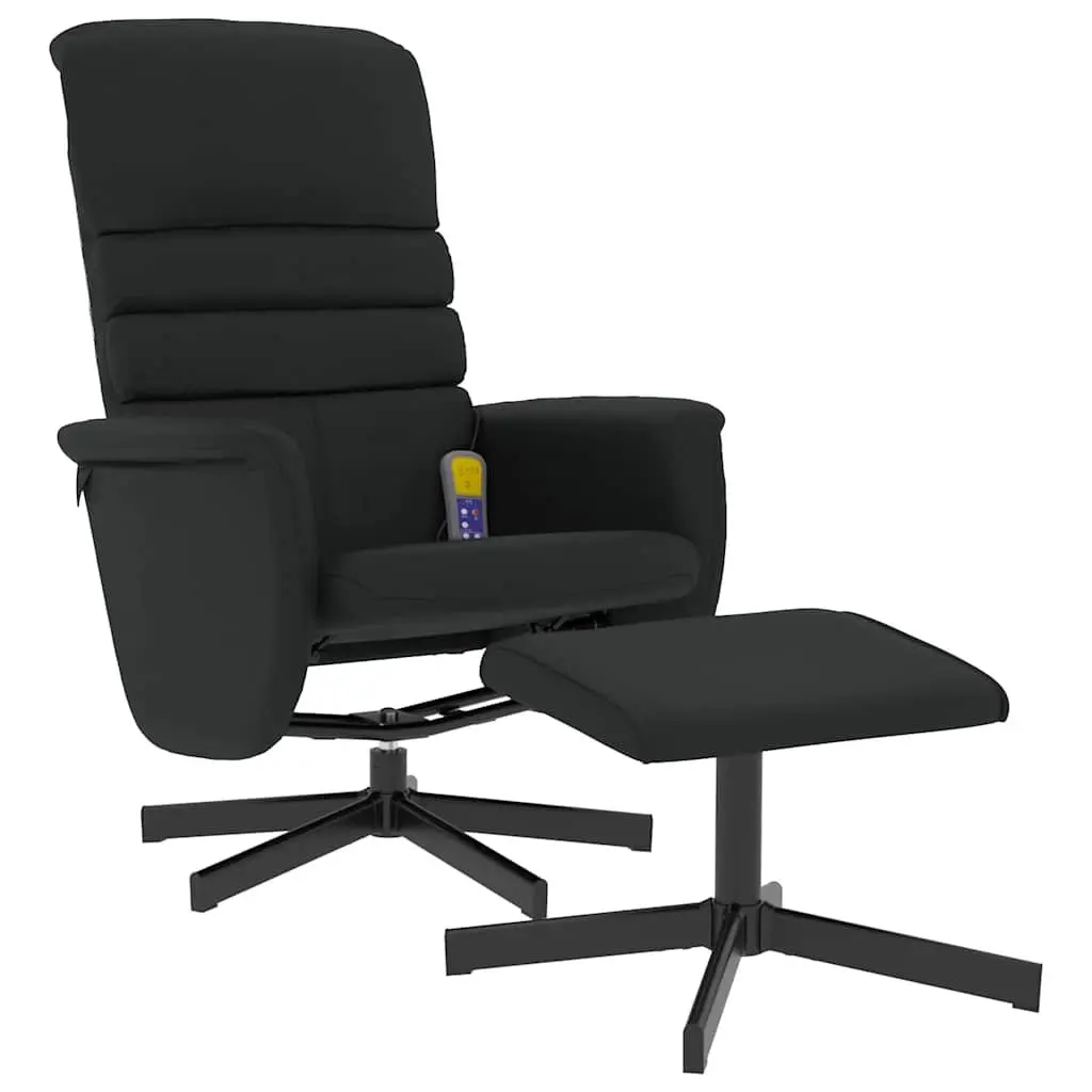 Massage Recliner Chair for Living Room Black Faux Leather with Footstool