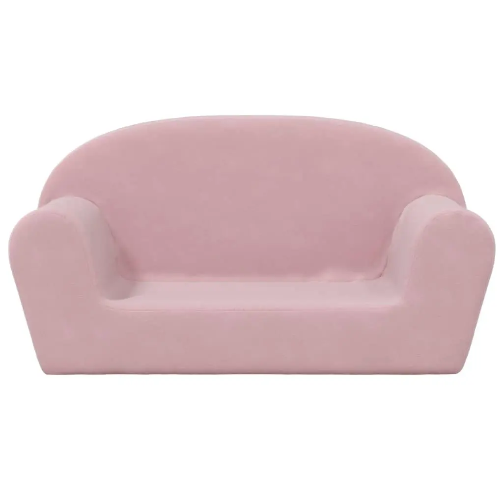 Kids' Sofa for Playroom 2-Seater Pink Soft Plush