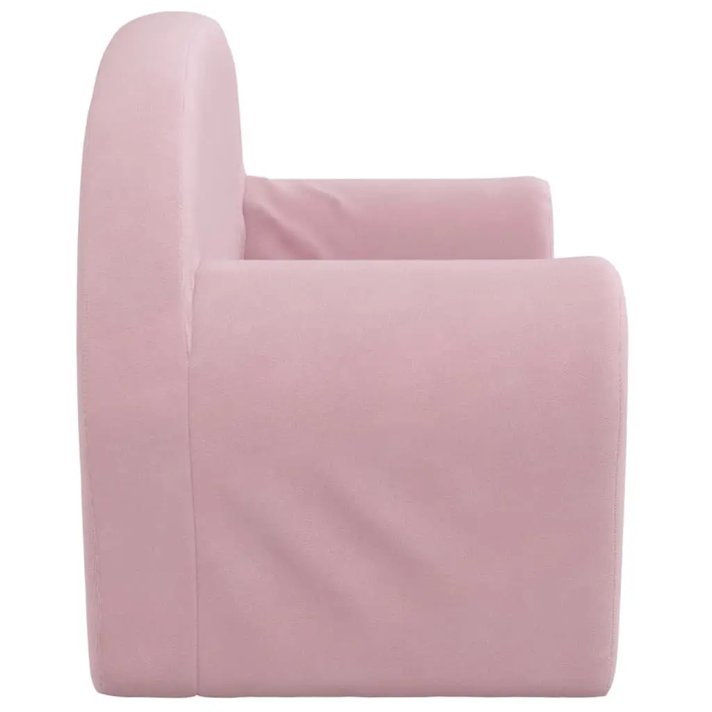 Kids' Sofa for Playroom 2-Seater Pink Soft Plush