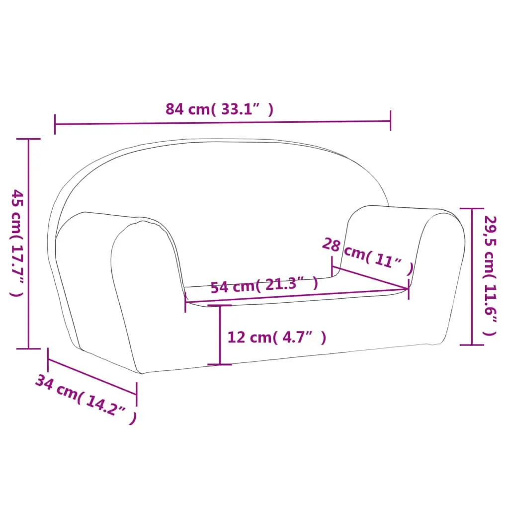Kids' Sofa for Playroom 2-Seater Pink Soft Plush