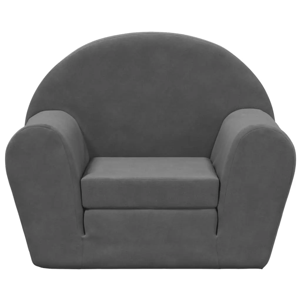 Kids Sofa Bed Anthracite Soft Plush Foldable 2-in-1 Armchair Mini Bed Toddler