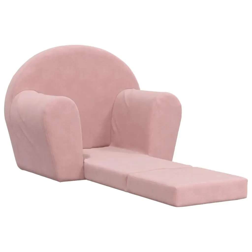 Kids Sofa Bed Pink Soft Plush 2-in-1 Folding Armchair Toddler Furniture Washable