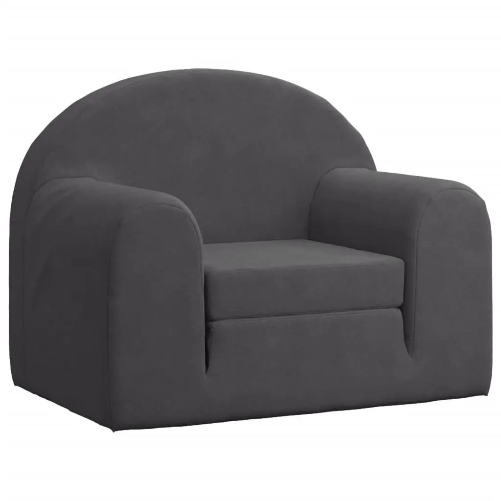 Kids Sofa Bed Anthracite 2-in-1 Armchair Convertible Soft Plush