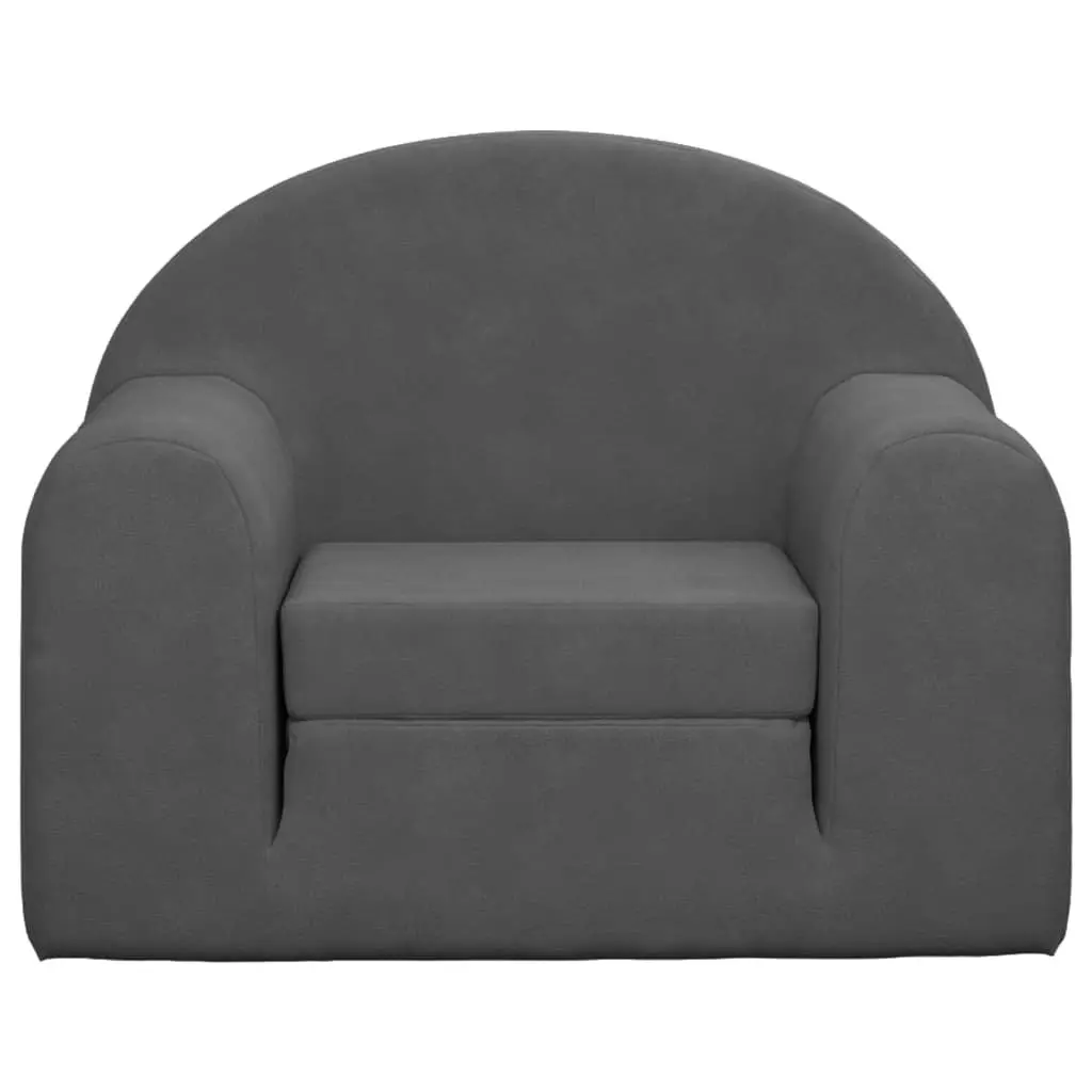 Kids Sofa Bed Anthracite 2-in-1 Armchair Convertible Soft Plush