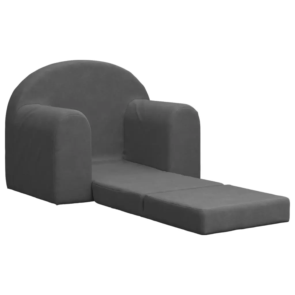 Kids Sofa Bed Anthracite 2-in-1 Armchair Convertible Soft Plush