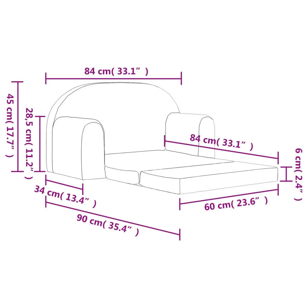 Kids 2-Seater Sofa Bed with Removable Cover