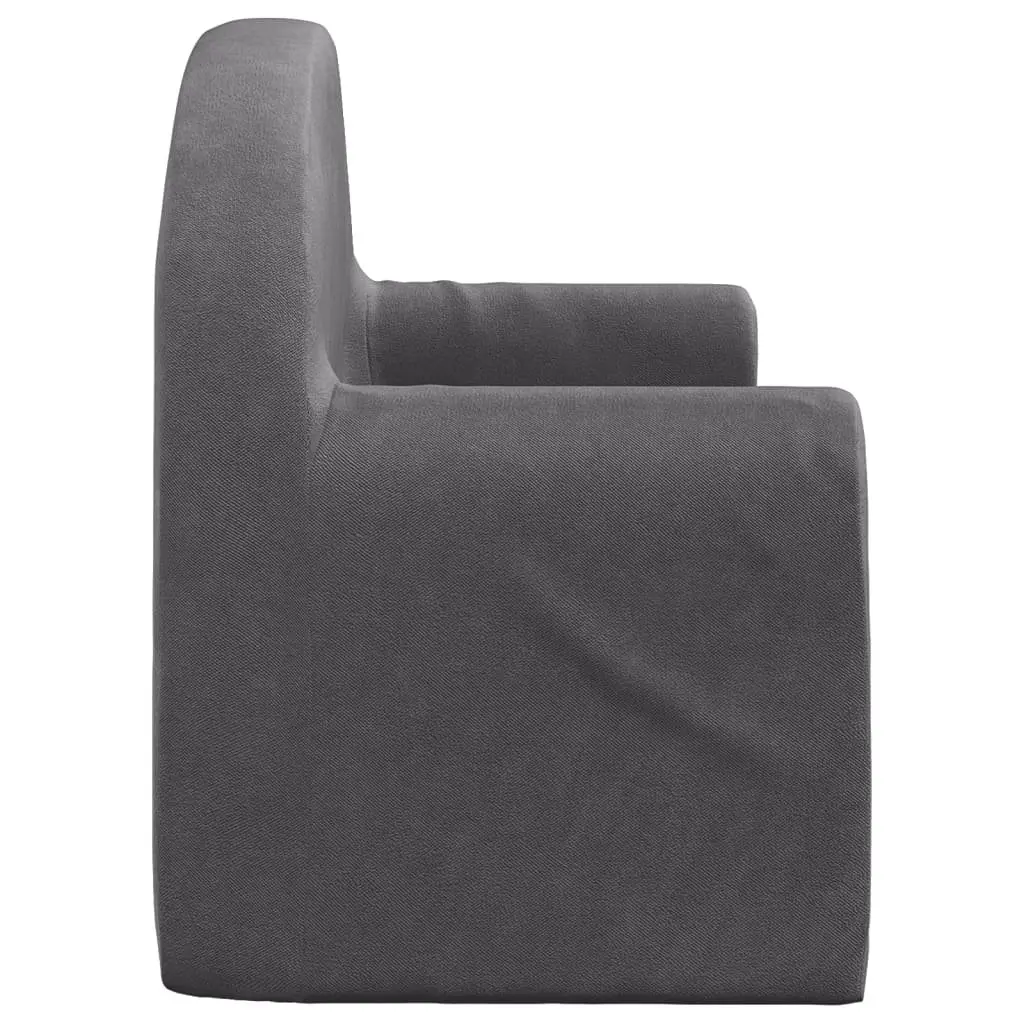 Kids Sofa Bed 2-Seater Anthracite Soft Plush Foldable Armchair Children