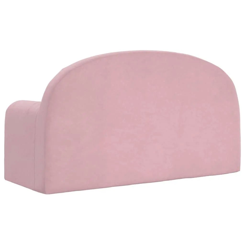 Kids Sofa Bed for Playroom 2-Seater Pink Soft Plush Fold-Out Chair