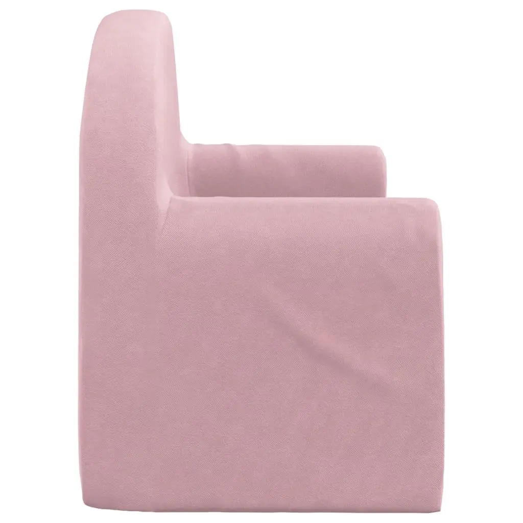 Kids Sofa Bed for Playroom 2-Seater Pink Soft Plush Fold-Out Chair