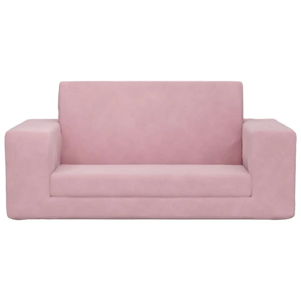 Kids' Sofa Bed 2-Seater Pink Soft Plush Folding Armchair Play Nap Lounge