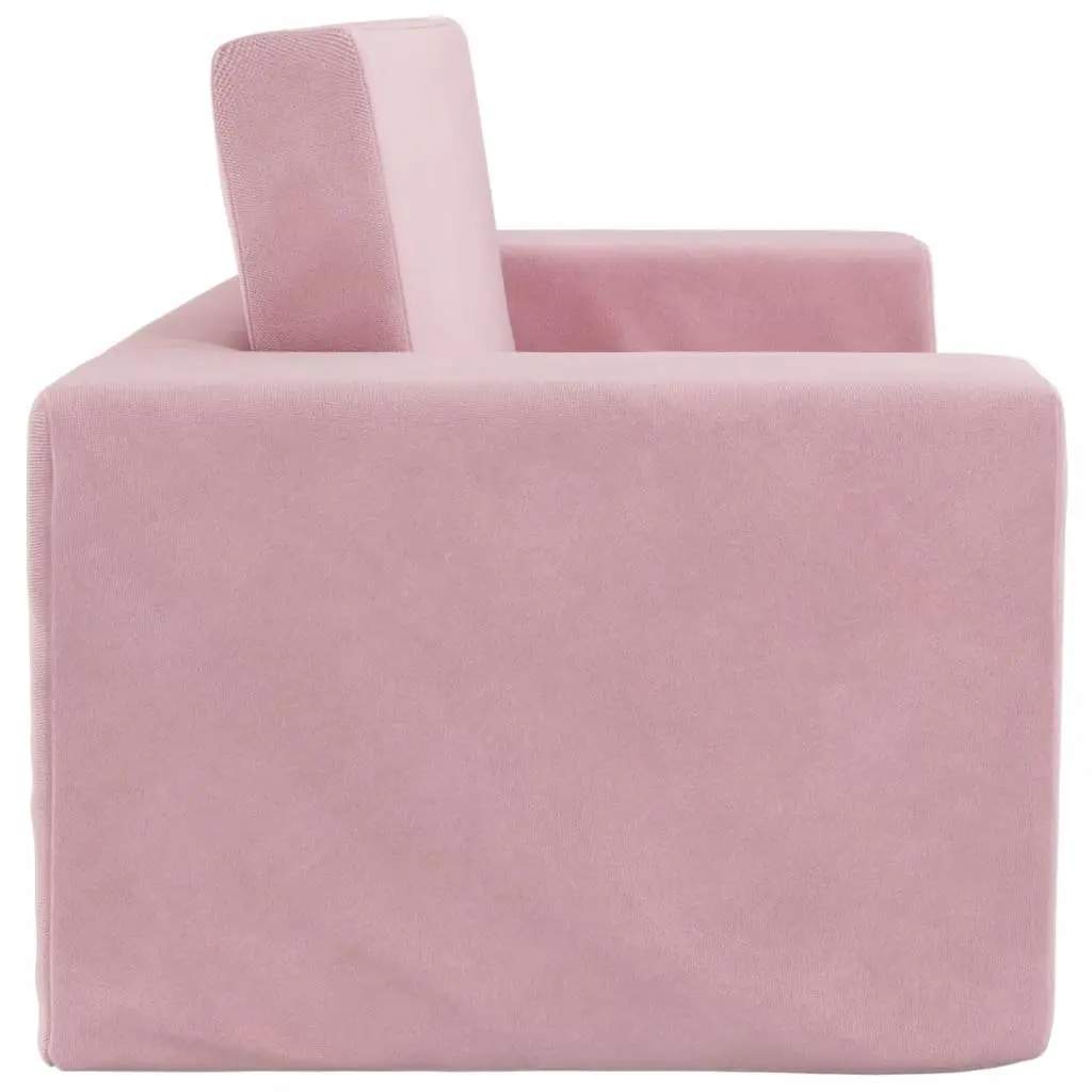 Kids' Sofa Bed 2-Seater Pink Soft Plush Folding Armchair Play Nap Lounge