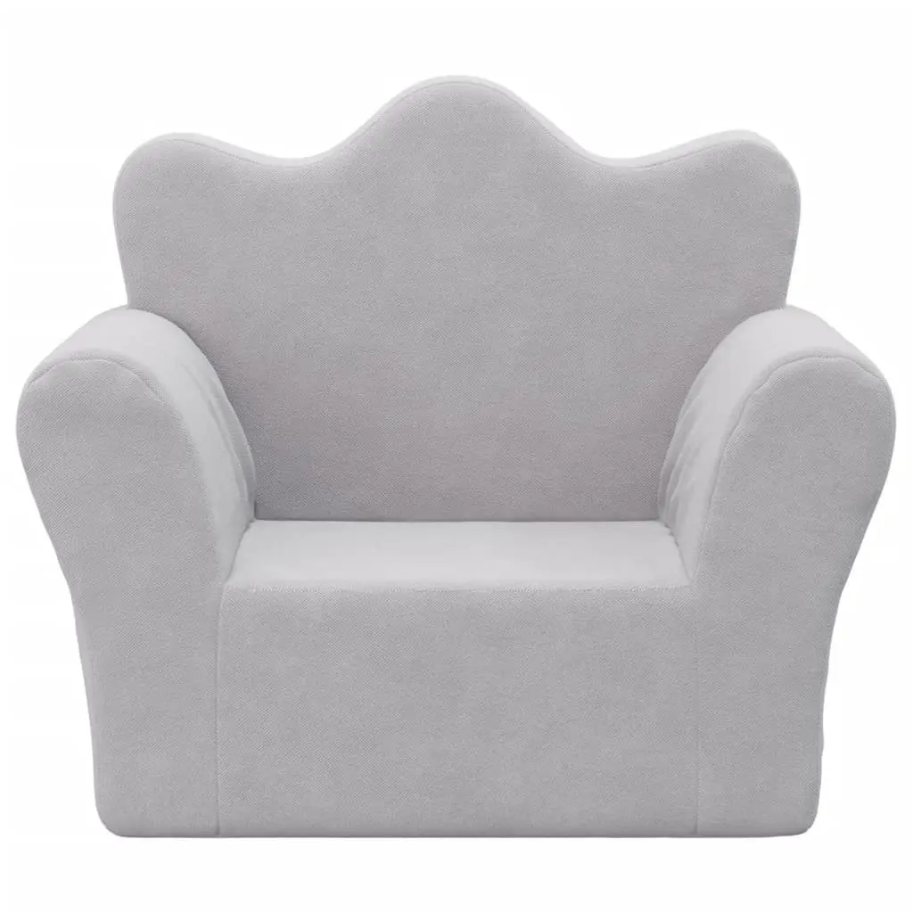 Kids Sofa Grey Soft Plush Removable Cover Washable Children Couch Armrests